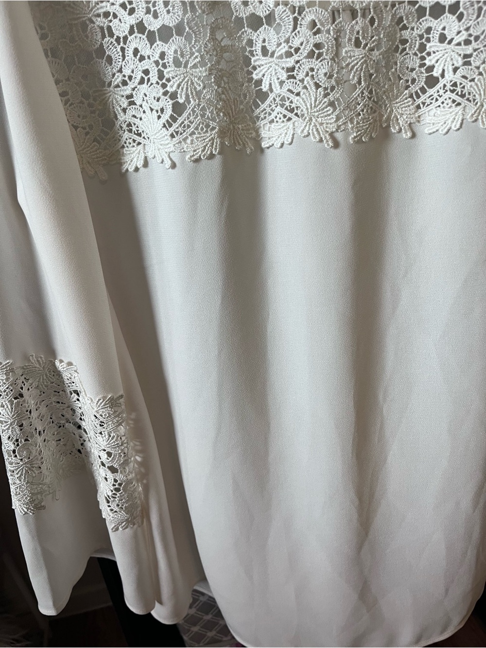 Chico's White Floral Lace Panel Top - Picture 7 of 11